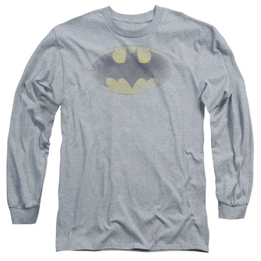Batman - Faded Logo - Long Sleeve Adult 18/1 - Athletic Heather T-shirt
