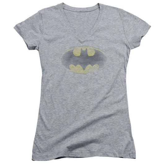 Batman - Faded Logo - Junior V-neck - Athletic Heather