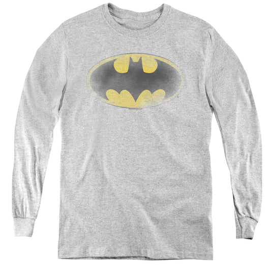 Batman - Faded Logo - Youth Long Sleeve Tee - Athletic Heather
