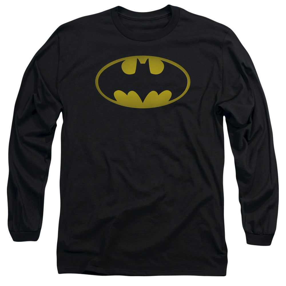 Batman - Washed Bat Logo - Long Sleeve Adult 18/1 - Black T-shirt