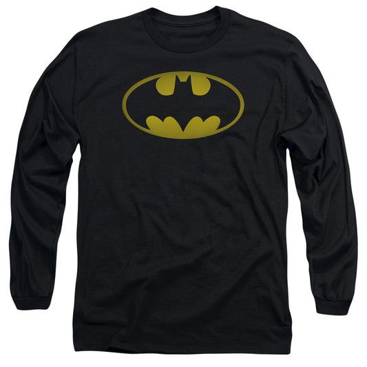 Batman - Washed Bat Logo - Long Sleeve Adult 18/1 - Black T-shirt