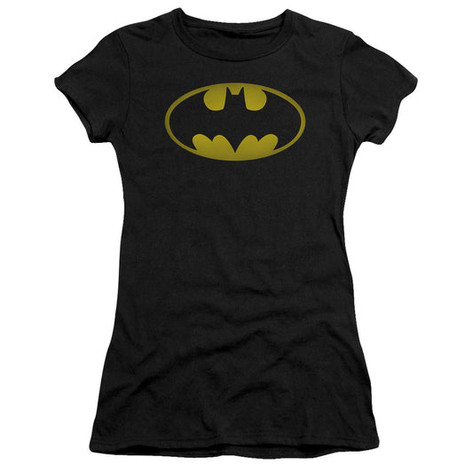 Batman - Washed Bat Logo - Short Sleeve Junior Sheer - Black T-shirt