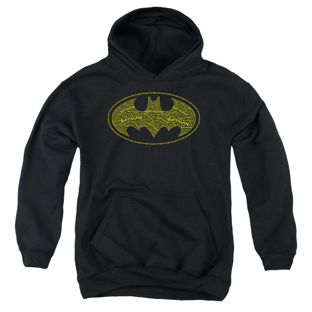 Batman - Type Logo - Youth Pull-over Hoodie - Black