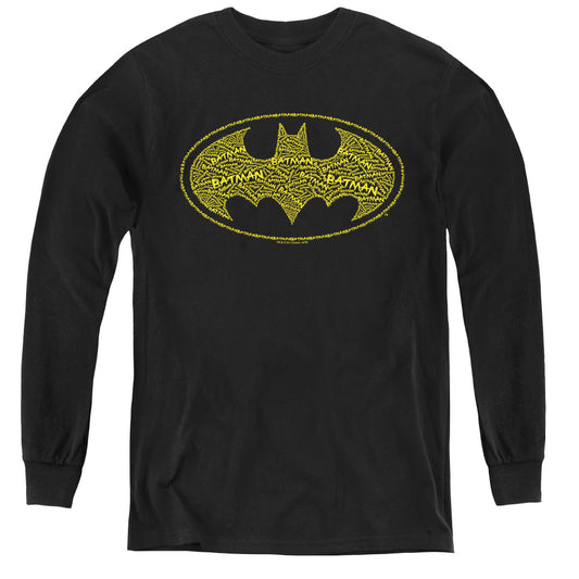 Batman - Type Logo - Youth Long Sleeve Tee - Black