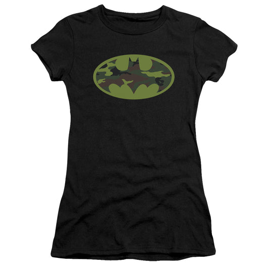 Batman - Camo Logo - Short Sleeve Junior Sheer - Black T-shirt