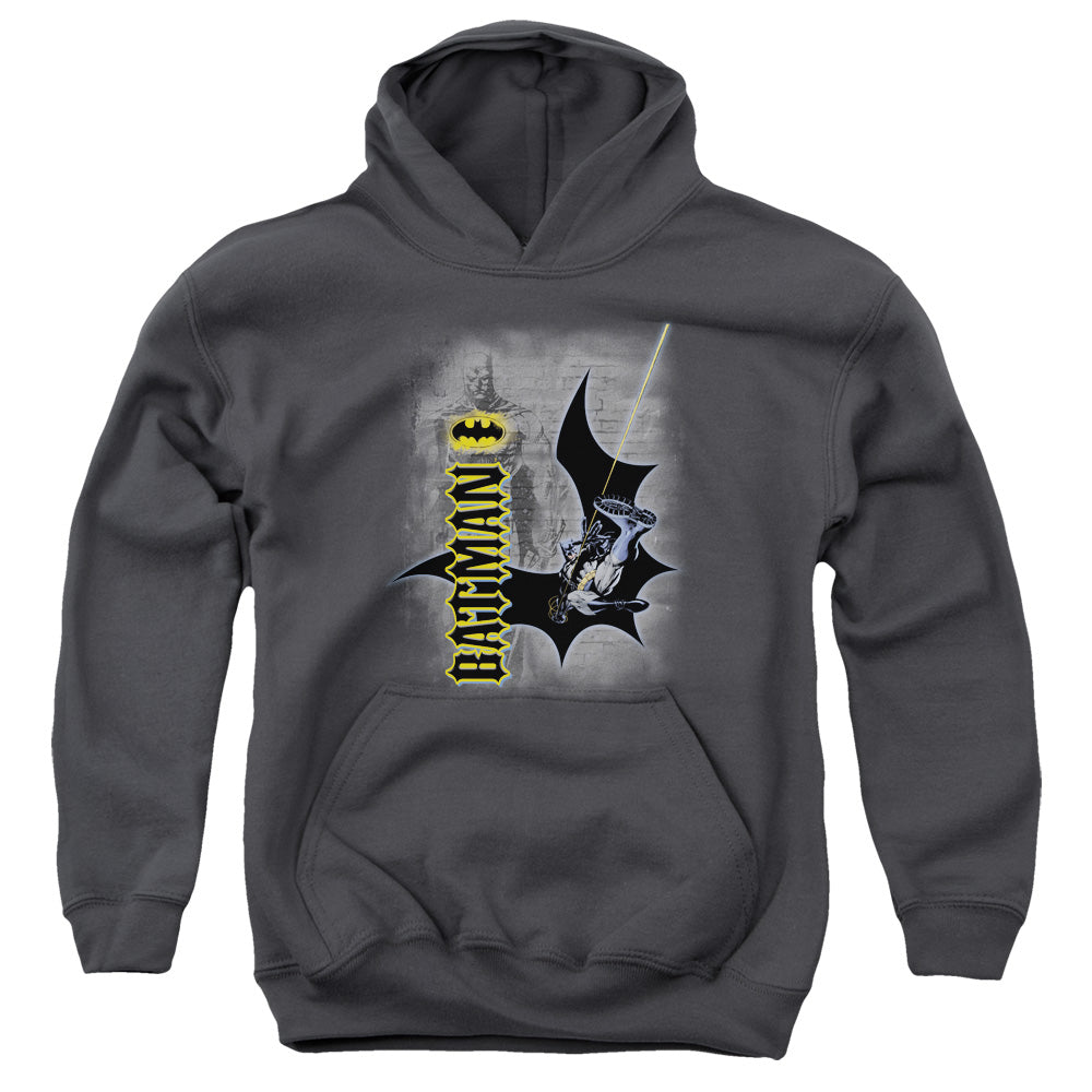 Batman - Swing Into Action - Youth Pull-over Hoodie - Charcoal