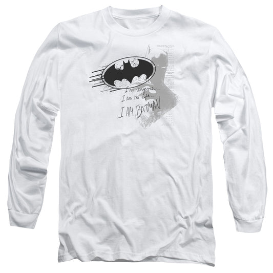 Batman - I Am Vengeance - Long Sleeve Adult 18/1 - White T-shirt