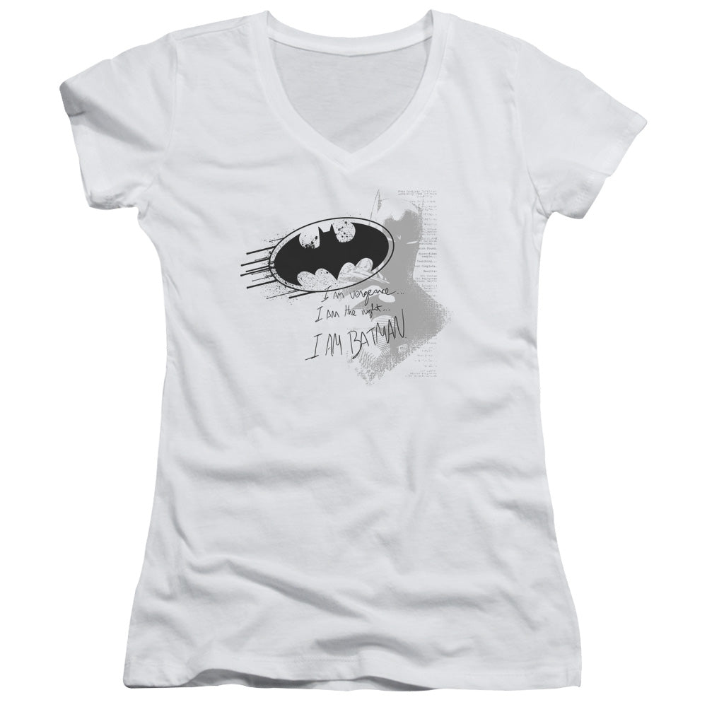 Batman - I Am Vengeance - Junior V-neck - White