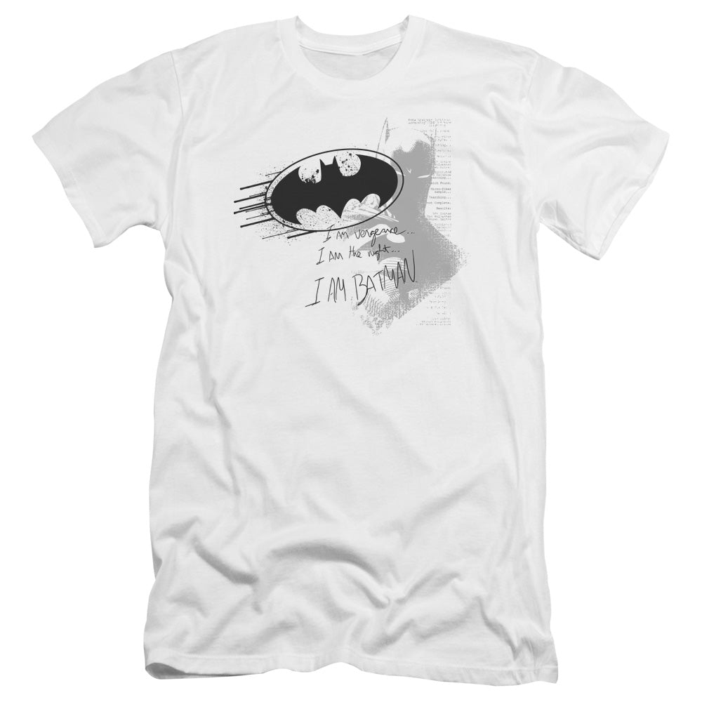 Batman - I Am Vengeance-premuim Canvas Adult Slim Fit 30/1 - White