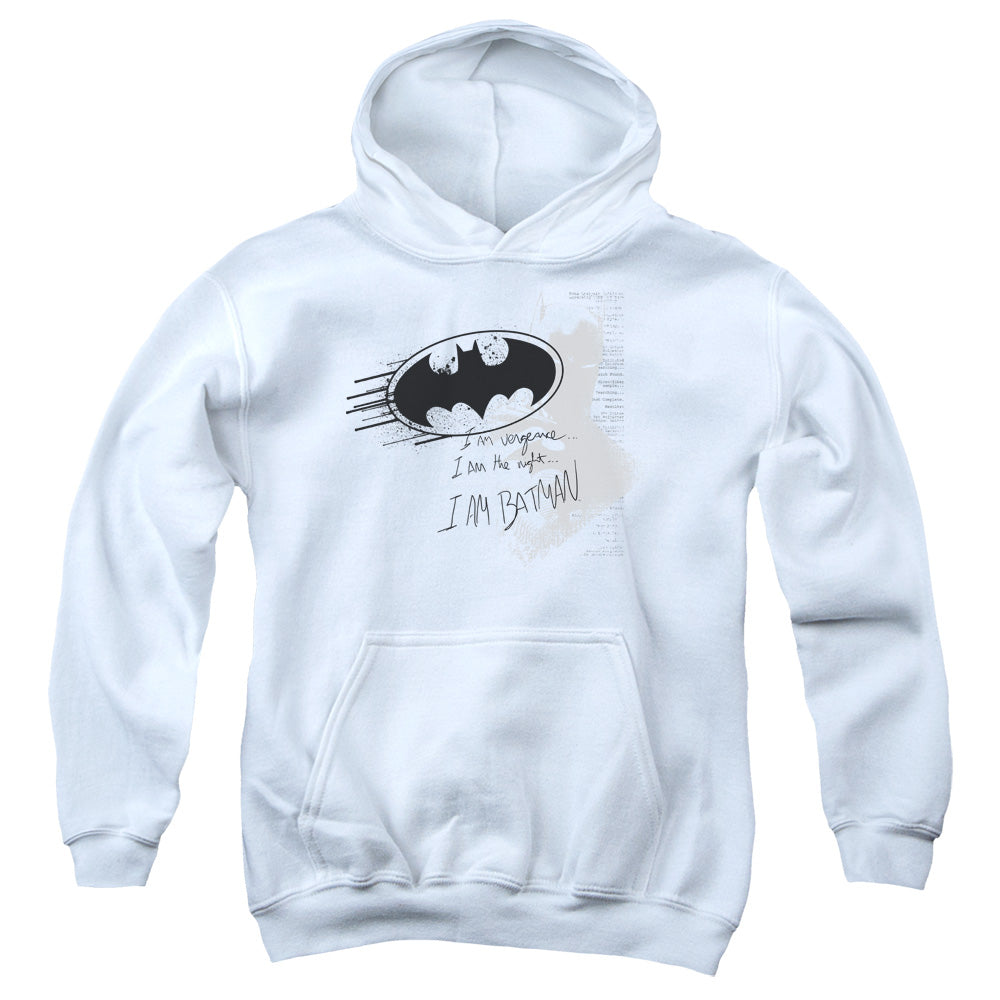 Batman - I Am Vengeance - Youth Pull-over Hoodie - White