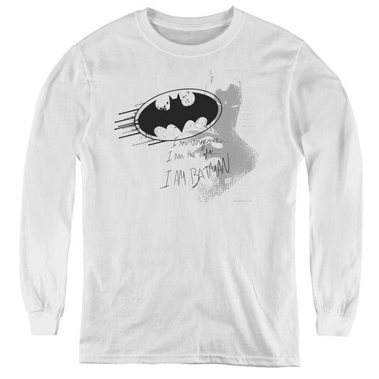 Batman I Am Vengeance - Youth Long Sleeve Tee - White