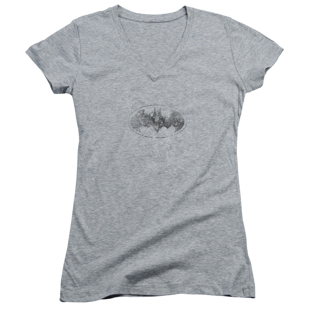 Batman Burned & Splattered - Junior V-neck - Athletic Heather