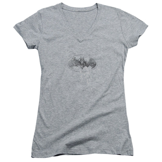 Batman Burned & Splattered - Junior V-neck - Athletic Heather