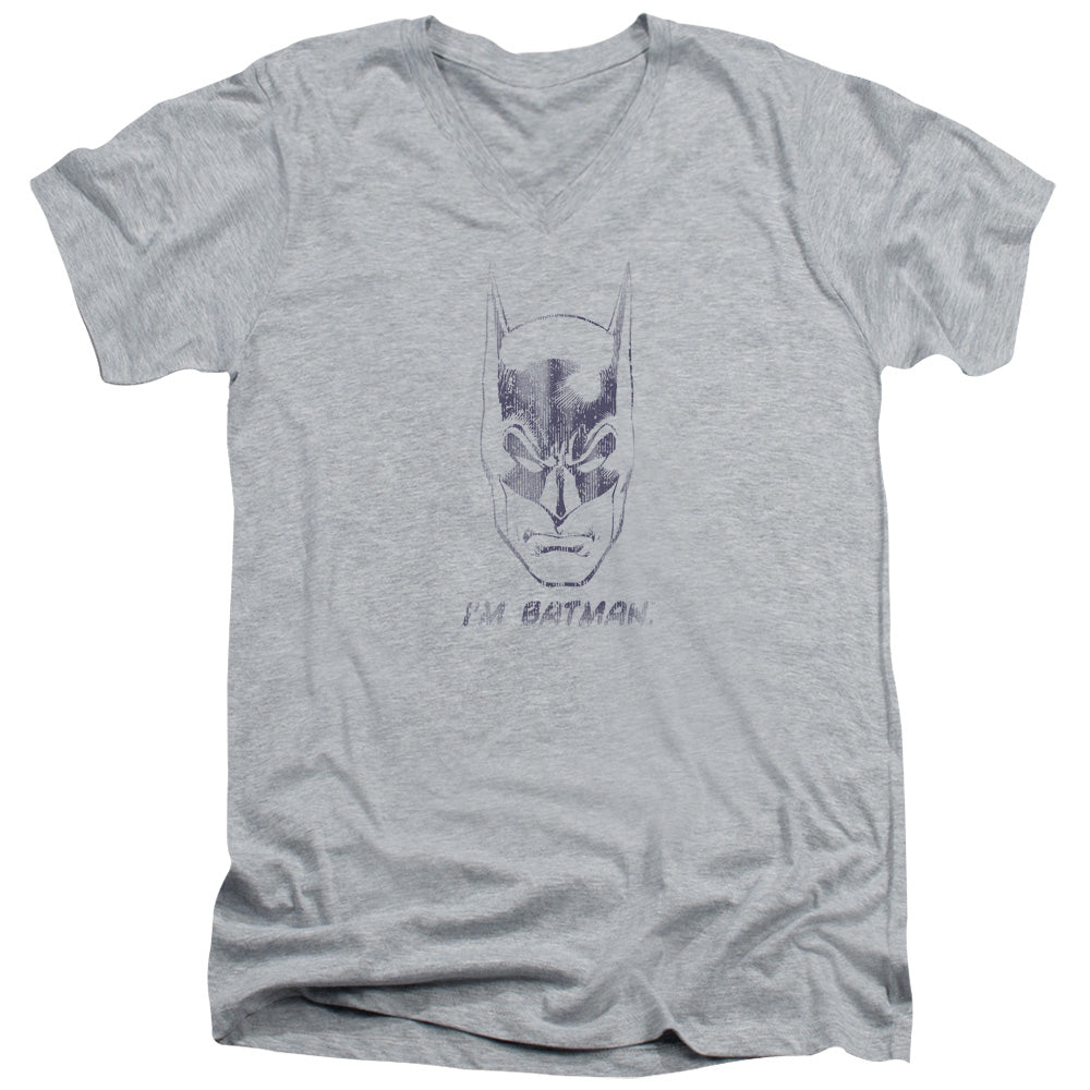 Batman - Im Batman - Short Sleeve Adult V-neck 30/1 - Athletic Heather T-shirt