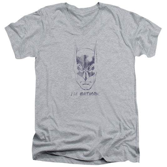 Batman - Im Batman - Short Sleeve Adult V-neck 30/1 - Athletic Heather T-shirt