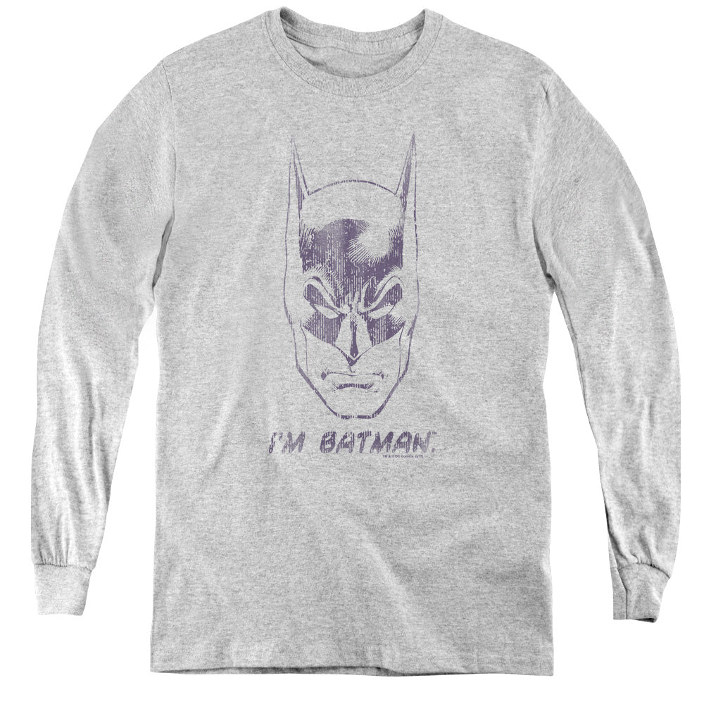 Batman - Im Batman - Youth Long Sleeve Tee - Athletic Heather