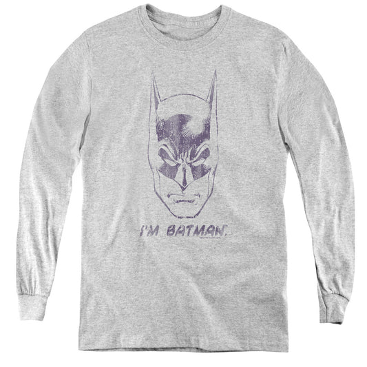 Batman - Im Batman - Youth Long Sleeve Tee - Athletic Heather