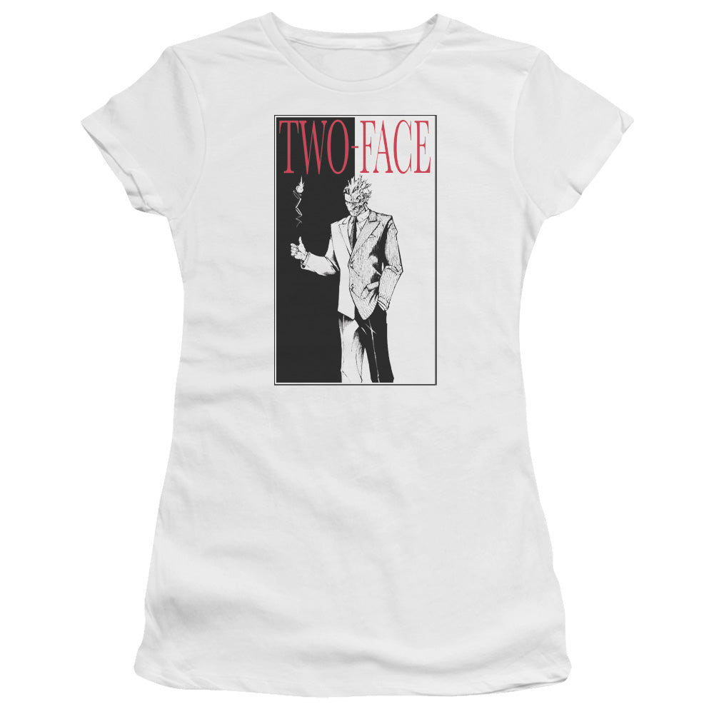 Batman - Two Face - Short Sleeve Junior Sheer - White T-shirt