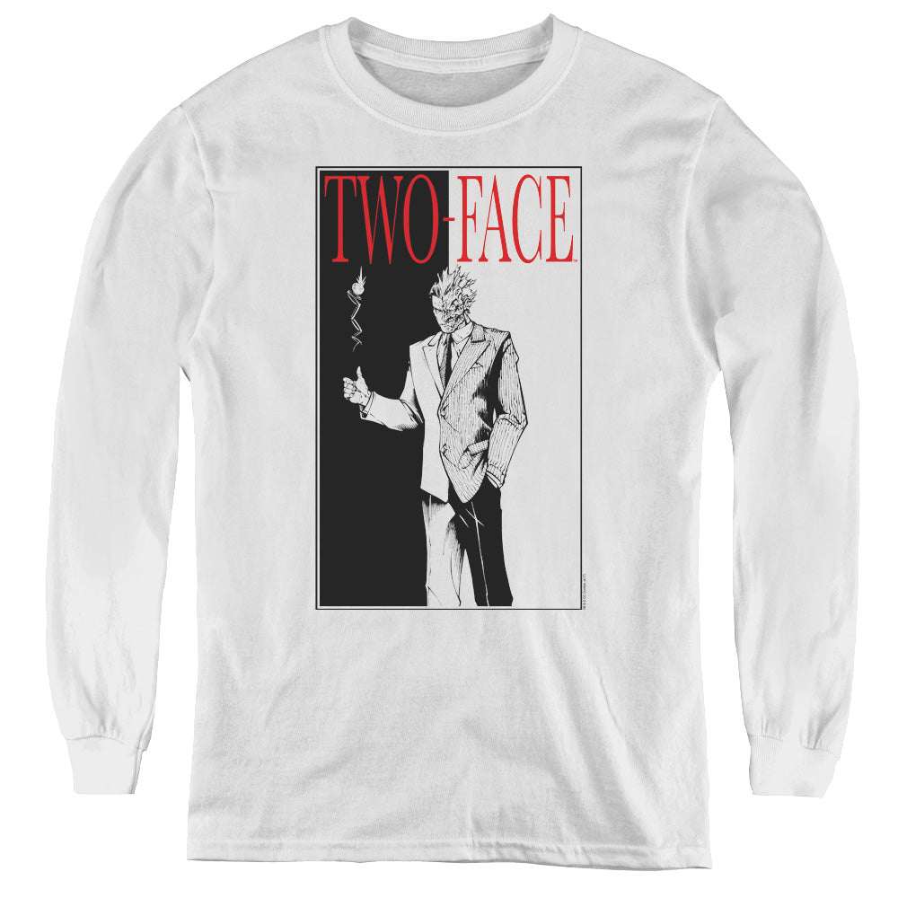 Batman - Two Face - Youth Long Sleeve Tee - White
