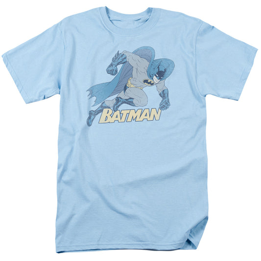 Batman - Running Retro - Short Sleeve Adult 18/1 - Light Blue T-shirt