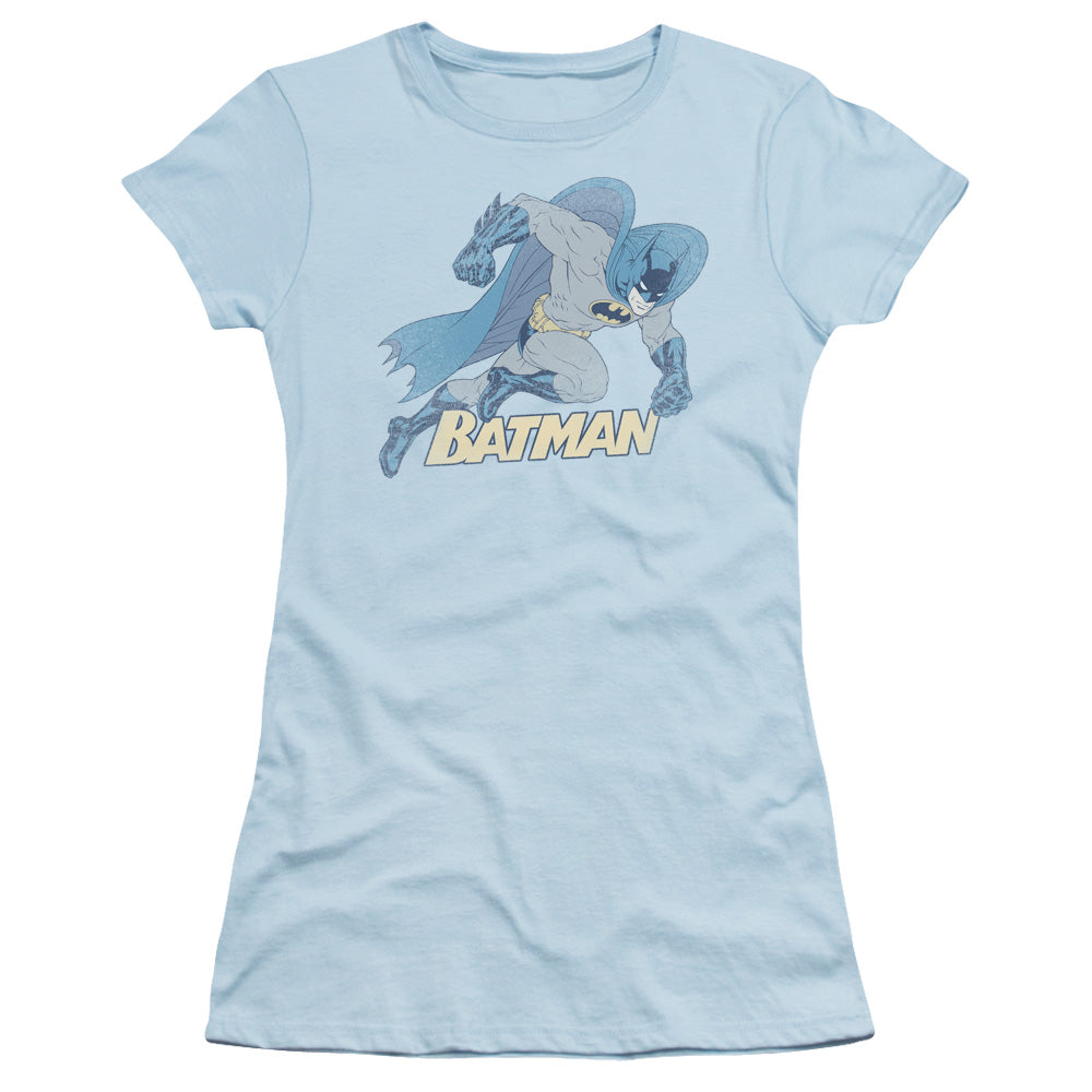 Batman - Running Retro - Short Sleeve Junior Sheer - Light Blue T-shirt
