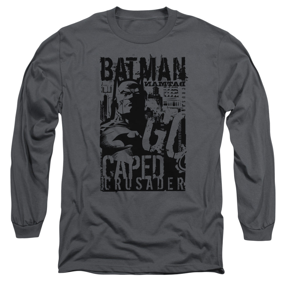 Batman - Caped Crusader - Long Sleeve Adult 18/1 - Charcoal T-shirt