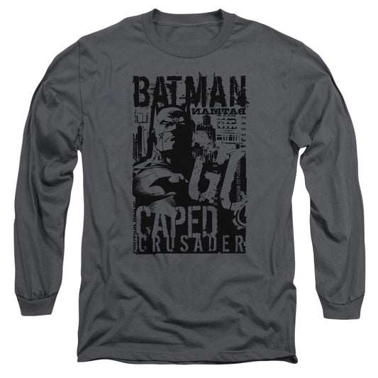 Batman - Caped Crusader - Long Sleeve Adult 18/1 - Charcoal T-shirt