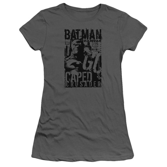 Batman - Caped Crusader - Short Sleeve Junior Sheer - Charcoal T-shirt