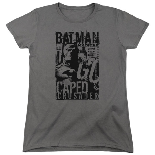 Batman - Caped Crusader - Short Sleeve Womens Tee - Charcoal T-shirt