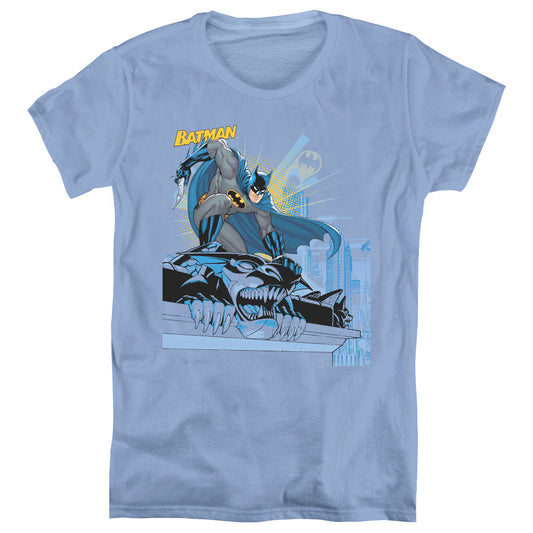 Batman - Two Gotham Gargoyles - Short Sleeve Womens Tee - Carolina Blue T-shirt