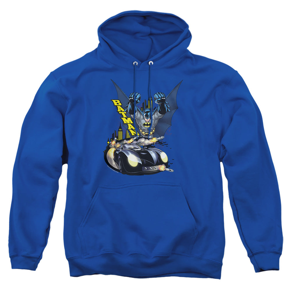 Batman - By Air &amp; By Land - Adult Pull-over Hoodie - Royal Blue
