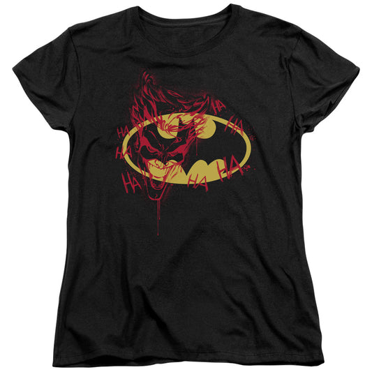 Batman - Joker Graffiti - Short Sleeve Womens Tee - Black T-shirt