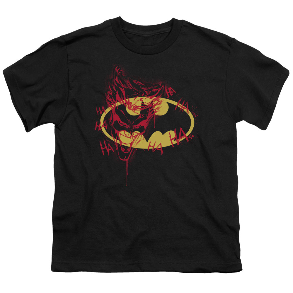 Batman - Joker Graffiti - Short Sleeve Youth 18/1 - Black T-shirt