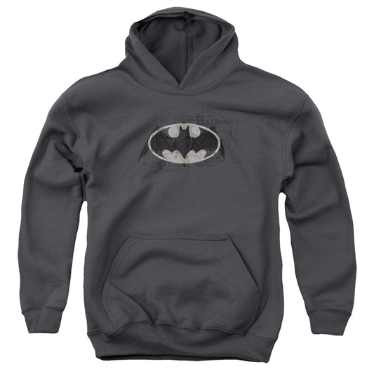 Batman Arcane Bat Logo-youth Pull-over Hoodie - Charcoal