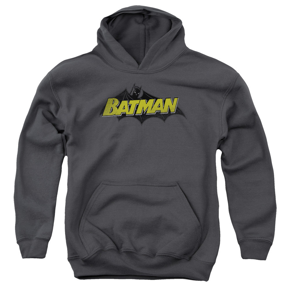 Batman - Classic Comic Logo - Youth Pull-over Hoodie - Charcoal