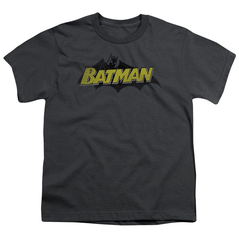 Batman - Classic Comic Logo - Short Sleeve Youth 18/1 - Charcoal T-shirt