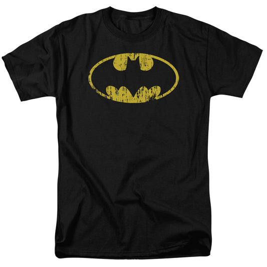 Batman - Classic Logo Distressed - Short Sleeve Adult 18/1 - Black T-shirt