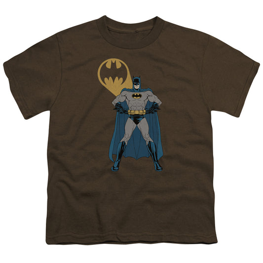 Batman - Arms Akimbo Bats - Short Sleeve Youth 18/1 - Coffee T-shirt