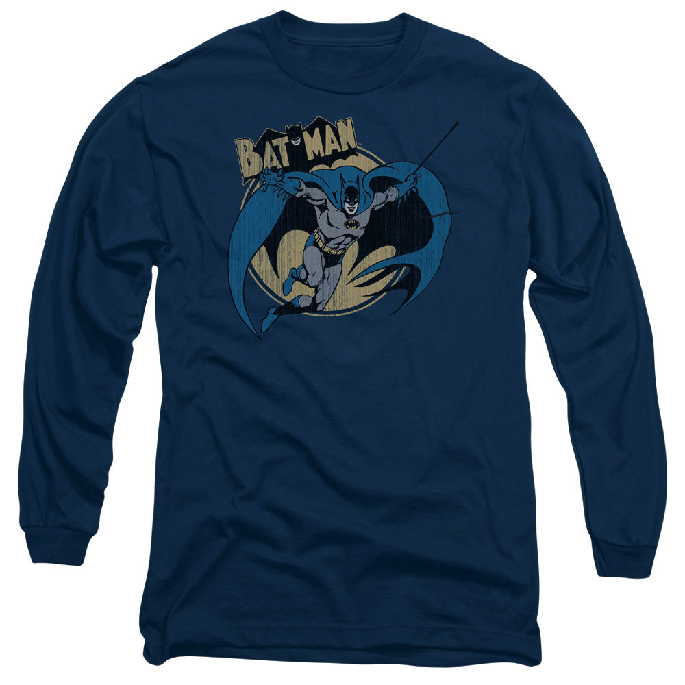 Batman - Through The Night - Long Sleeve Adult 18/1 - Navy T-shirt