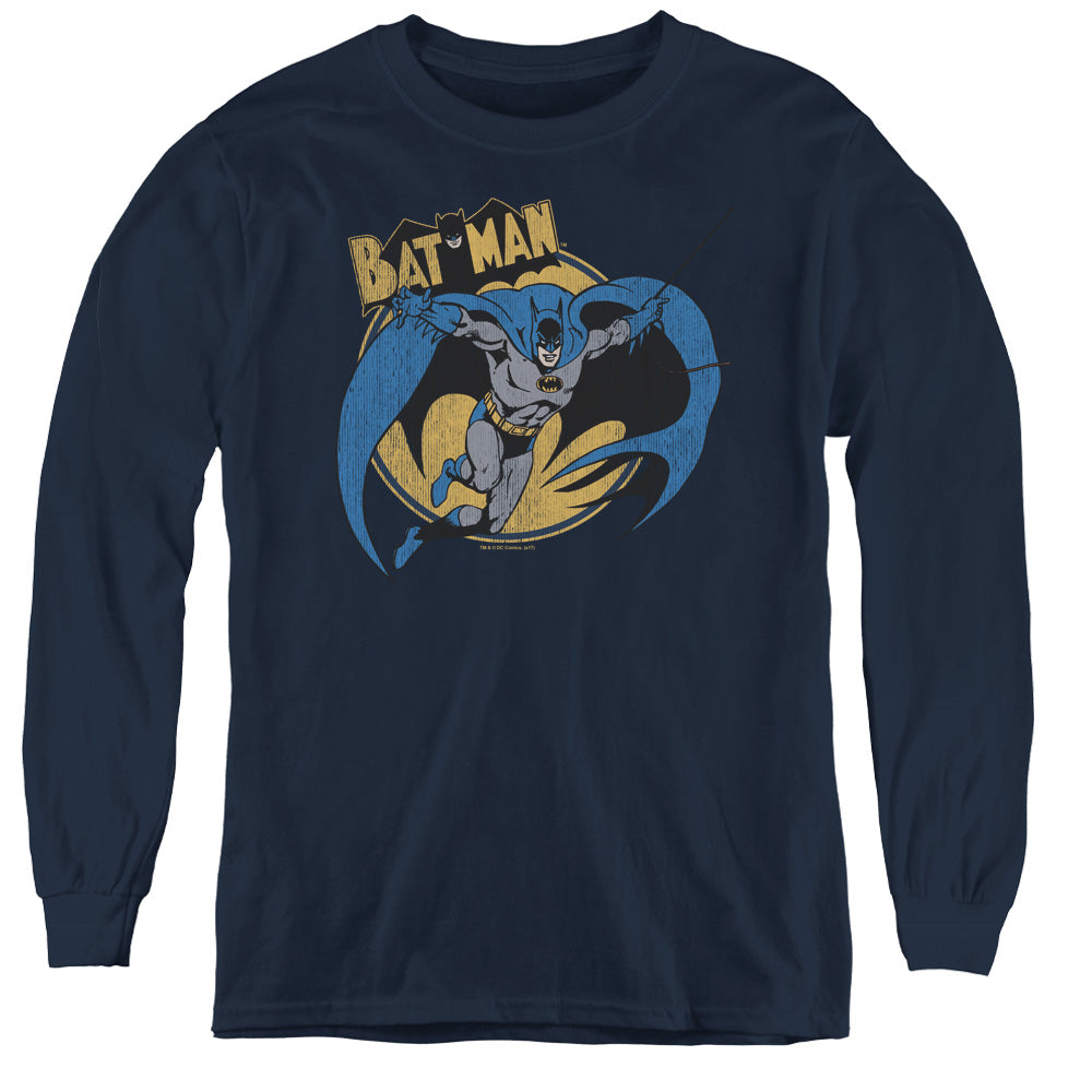 Batman - Through The Night - Youth Long Sleeve Tee - Navy
