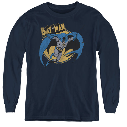 Batman - Through The Night - Youth Long Sleeve Tee - Navy
