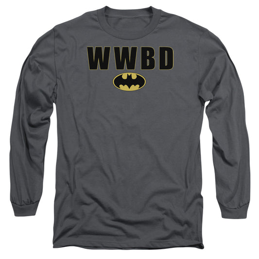 Batman - Wwbd Logo - Long Sleeve Adult 18/1 - Charcoal T-shirt