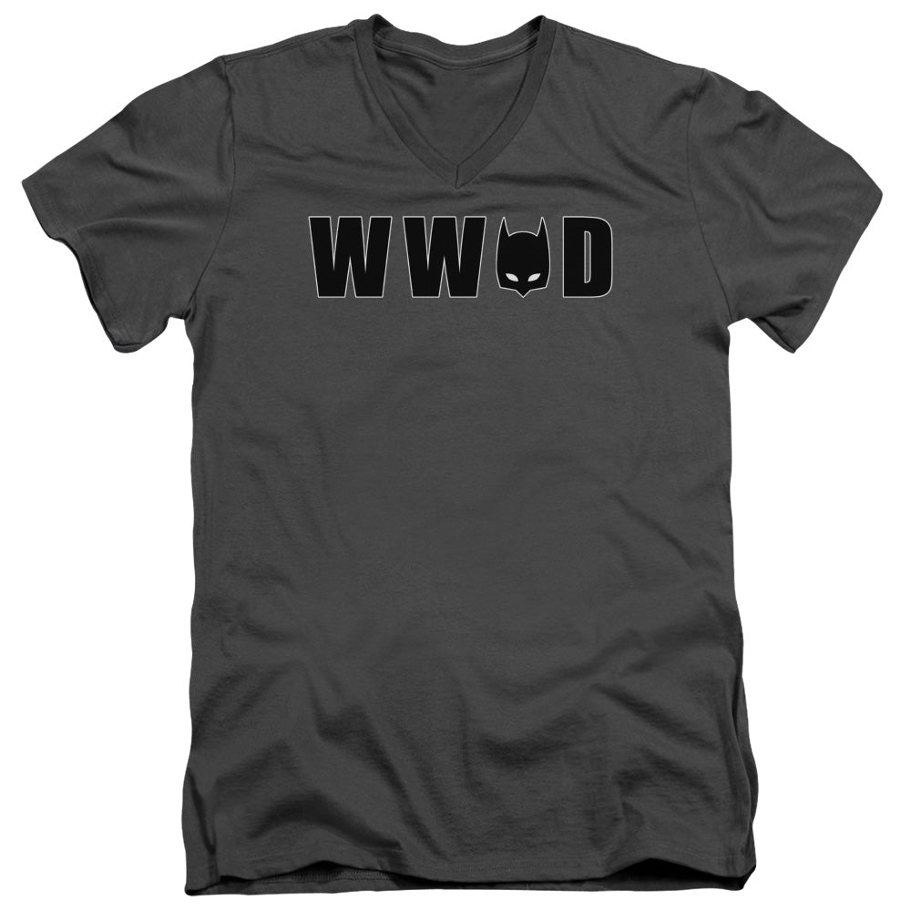 Batman - Wwbd Mask - Short Sleeve Adult V-neck - Charcoal T-shirt
