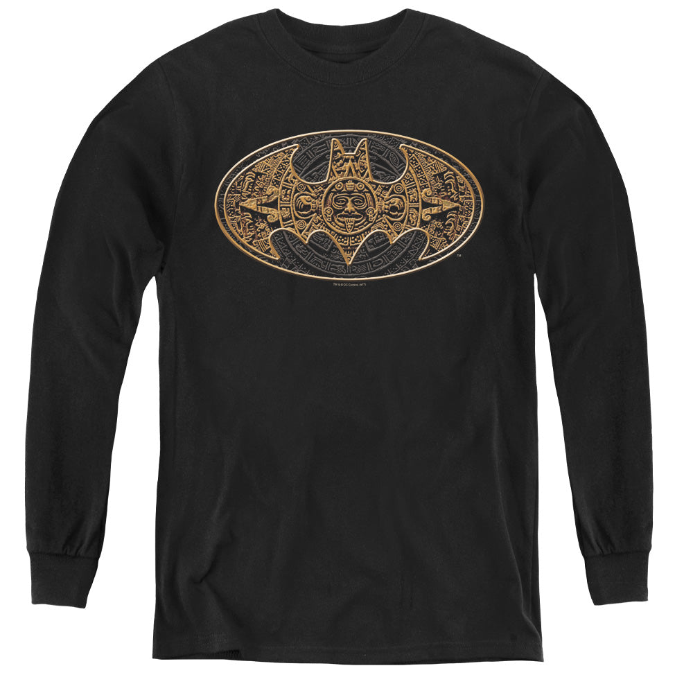 Batman - Aztec Bat Logo - Youth Long Sleeve Tee - Black