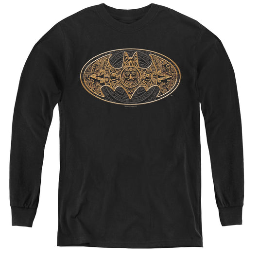 Batman - Aztec Bat Logo - Youth Long Sleeve Tee - Black