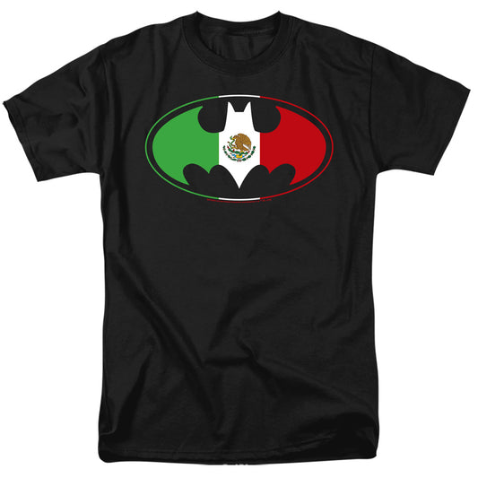 Batman - Mexican Flag Shield - Short Sleeve Adult 18/1 - Black T-shirt