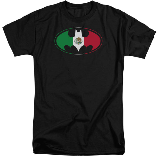 Batman - Mexican Flag Shield - Short Sleeve Adult Tall - Black T-shirt