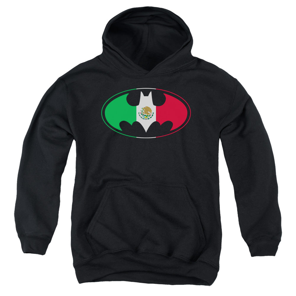 Batman - Mexican Flag Shield - Youth Pull-over Hoodie - Black