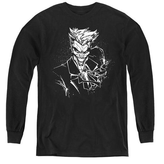 Batman - Jokers Splatter Smile - Youth Long Sleeve Tee - Black