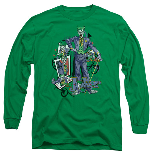 Batman - Wild Cards - Long Sleeve Adult 18/1 - Kelly Green T-shirt